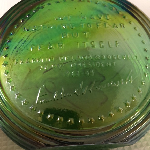 Wheaton 1st Ed. President FRANKLIN DELANO ROOSEVELT Green Glass Bottle Rare - Picture 8 of 14
